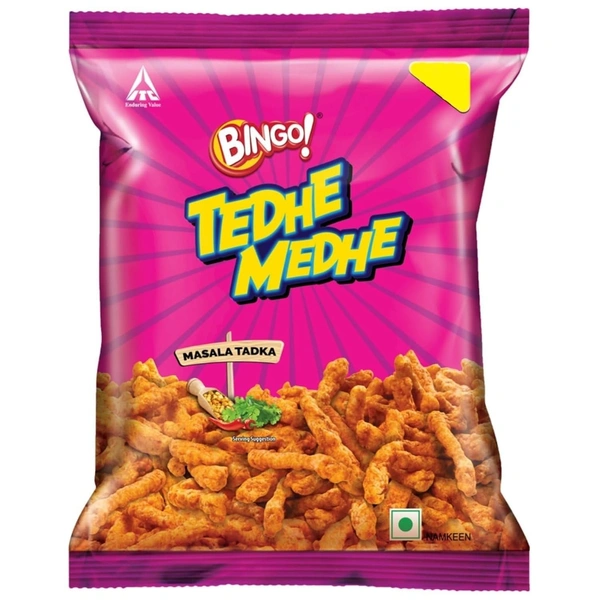 Bingo! Tedhe Medhe Masala Tadka - Sticks with Indian Masala Flavour - 80g/90g (weight may vary)