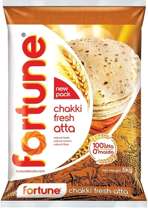 Fortune Chakki Fresh Atta, 100% Atta 0% Maida - 5kg