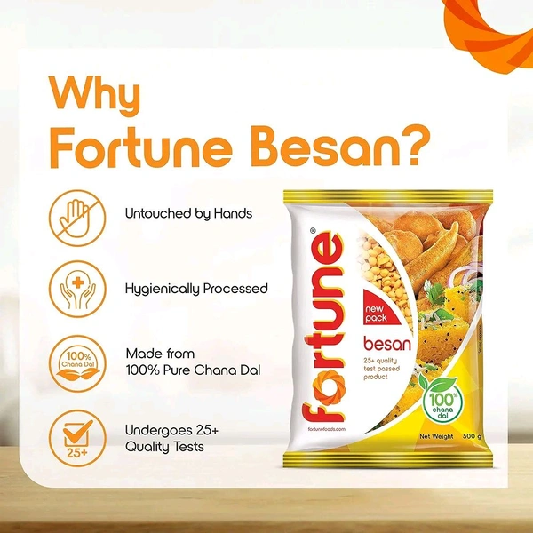 Fortune Chana Besan, 100% Chana Dal 100% Taste - 500gm