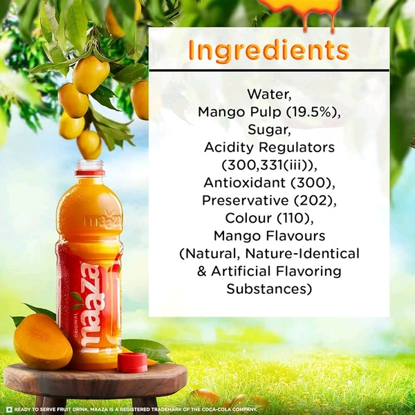 Maaza Mango Drink | Mango Fruit Drink Real Mango Pulp |Maaza Mango Juice drink| Ready-To-Serve Drink, PET Bottle 600 ml