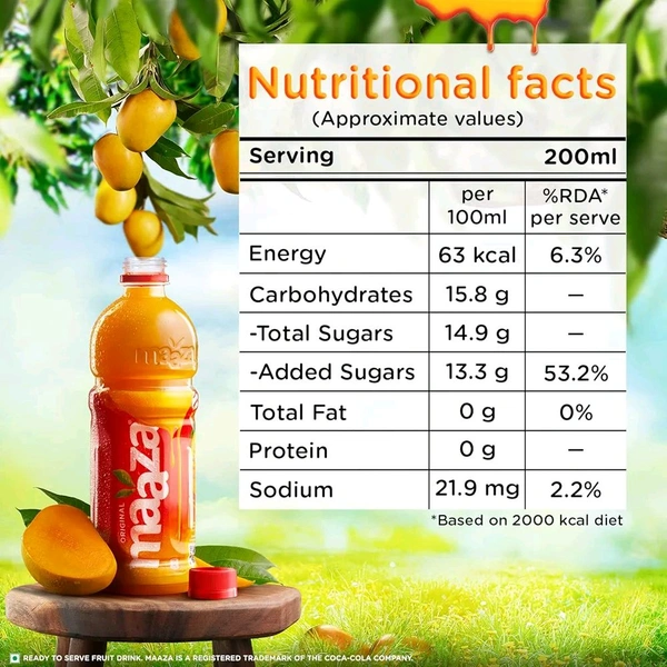 Maaza Mango Drink | Mango Fruit Drink Real Mango Pulp |Maaza Mango Juice drink| Ready-To-Serve Drink, PET Bottle 600 ml