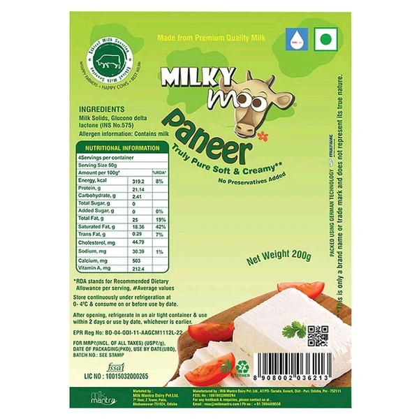Milky Moo Paneer 200 g (Pack)