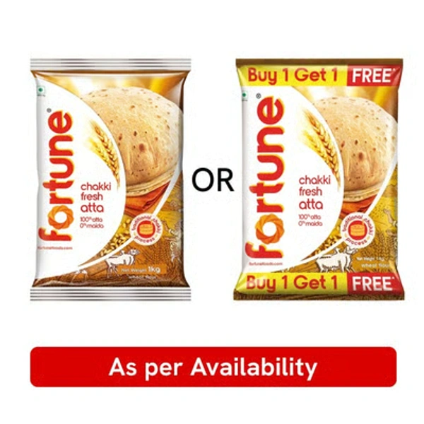 FORTUNE Fortune Chakki Fresh Atta (0% Maida) - Buy 1 Get 1 Free - 1800gm