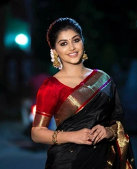 Ahilya Soft Silk Saree - Black, Free