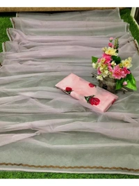 Elegant baby pink organza saree Saree Fabric- Organza   Saree length 5.5 mtr   Blouse Fabric- Tafetta Silk  Blouse length 0.8 mtr ( Unstitched )  - Baby Pink