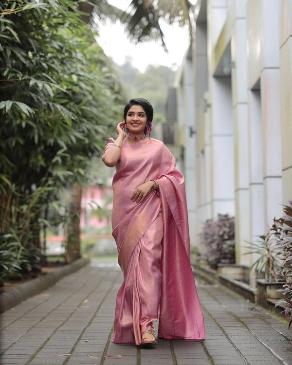 Ravishing Pink Jacquard Silk Saree 