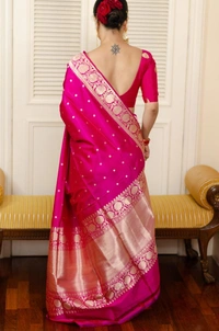 Pink Jacquard Silk Woven Banarasi Saree 