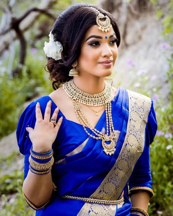 Royal Blue Jacquard Silk  Saree 