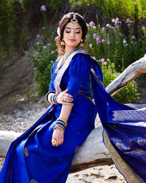 Royal Blue Jacquard Silk  Saree 