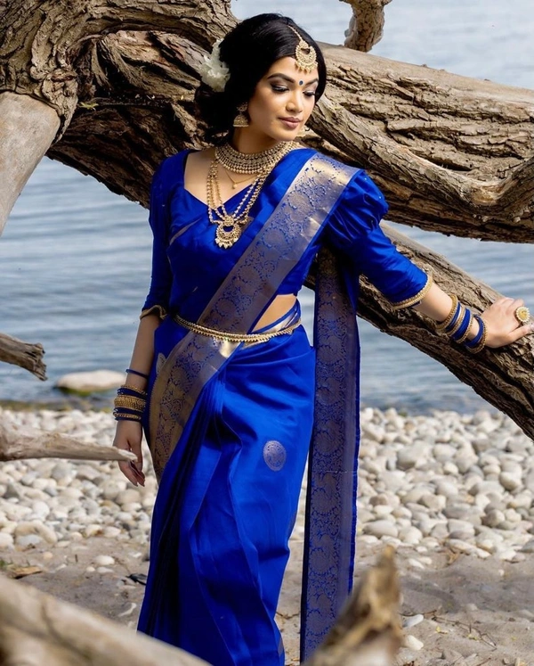 Royal Blue Jacquard Silk  Saree 
