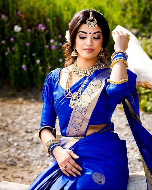 Royal Blue Jacquard Silk  Saree 