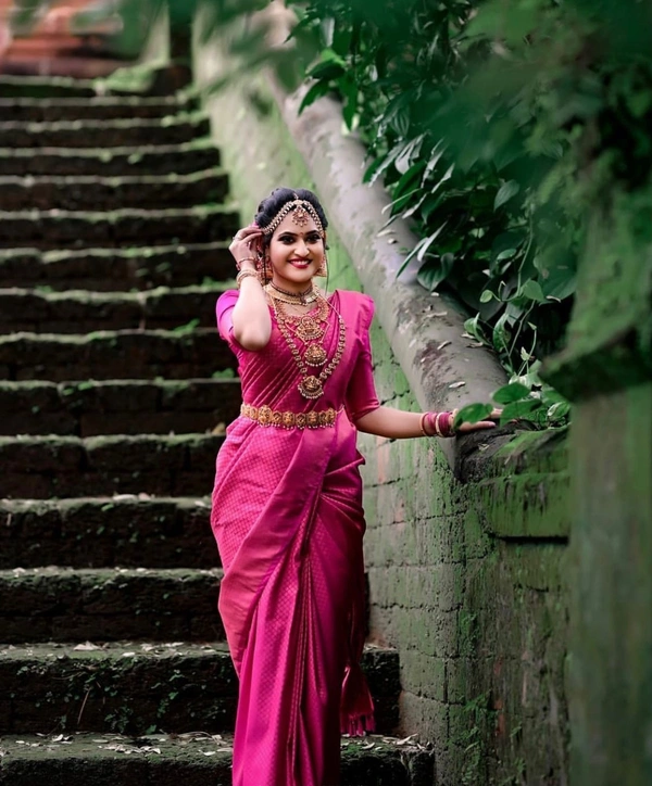 Pink South Style Silk Saree