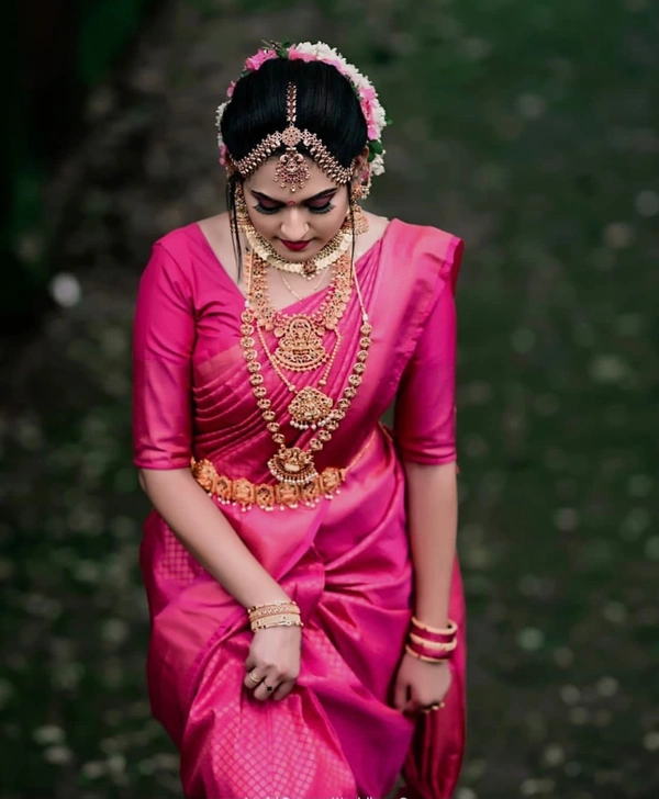 Pink South Style Silk Saree