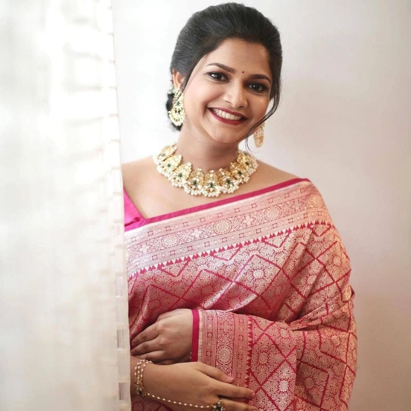 Pink Party Wear Banarasi weaving Saree