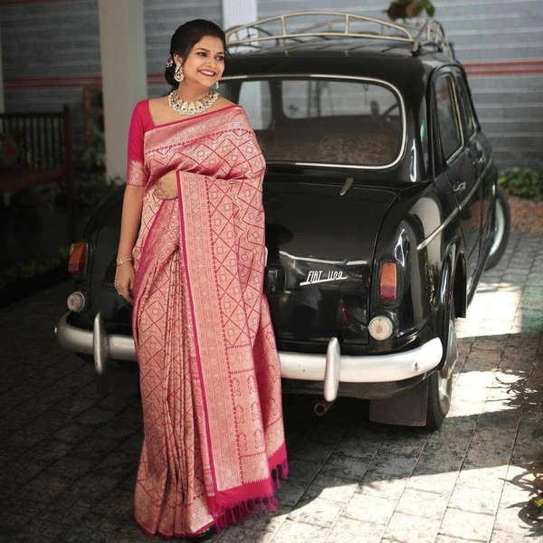 Pink Party Wear Banarasi weaving Saree