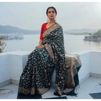 Green Trendy Banaras Weaving Saree For Women