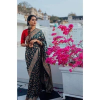 Green Trendy Banaras Weaving Saree For Women
