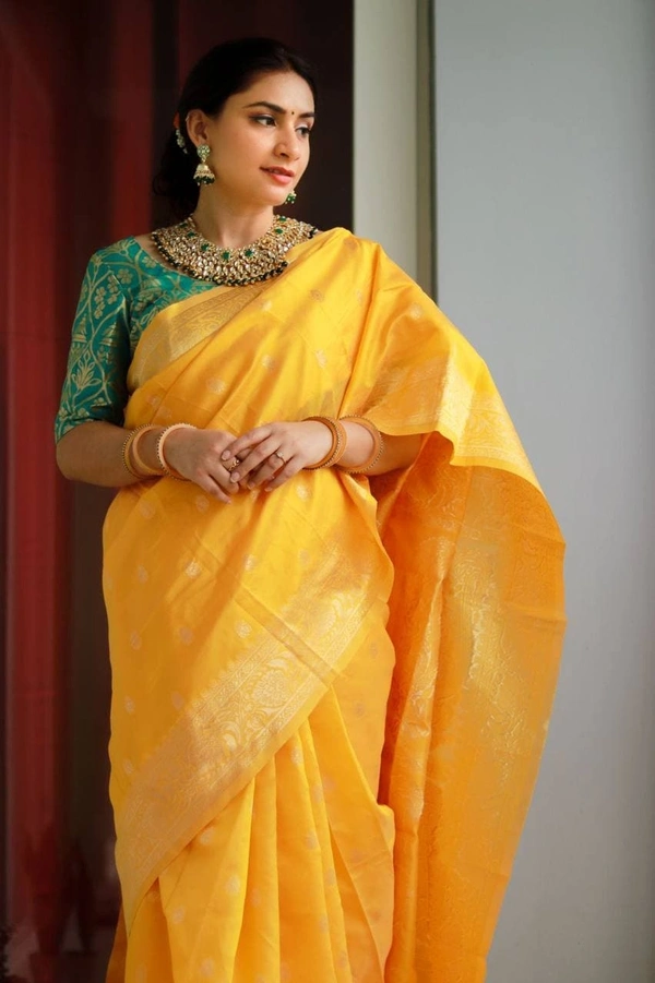 Yellow Silk Weaving Rich Pallu Saree 