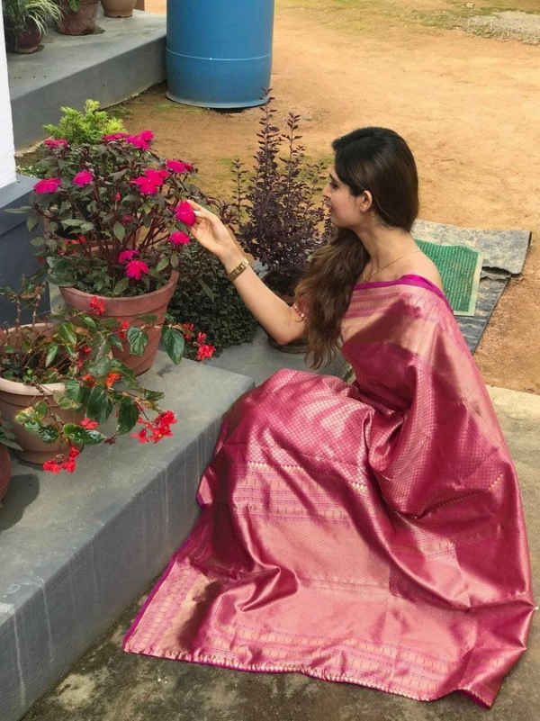 Royal Pink Partywear Silk Saree 