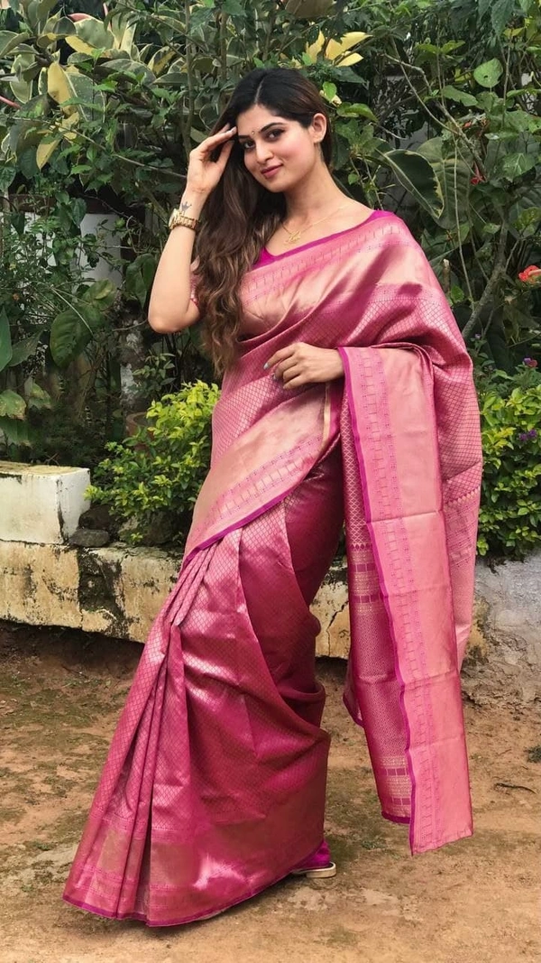 Royal Pink Partywear Silk Saree 