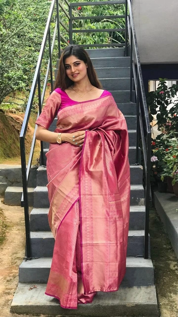 Royal Pink Partywear Silk Saree 
