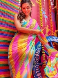 Multicolour organza with mulberry digital printed saree - multicolour
