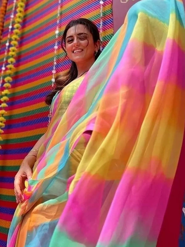 Multicolour organza with mulberry digital printed saree - multicolour