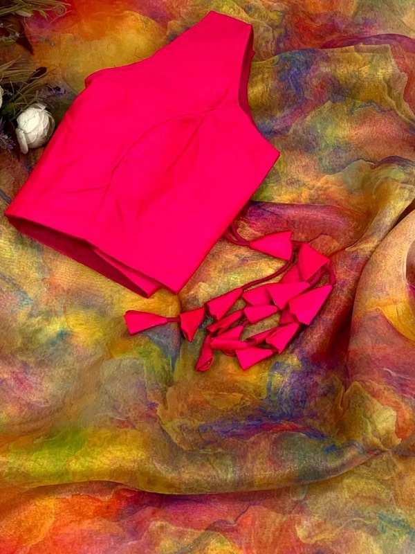 Multicolour pure soft organza silk printed saree - multicolour