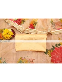 Cream organza silk digital printed saree - cream