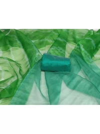 multicolor green heavy moss organza digital printed saree