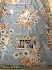 Sea green organza silk floral digital printed ceremonial saree
