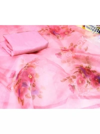 Baby pink orgenza digital printed casual wear bollywood style saree