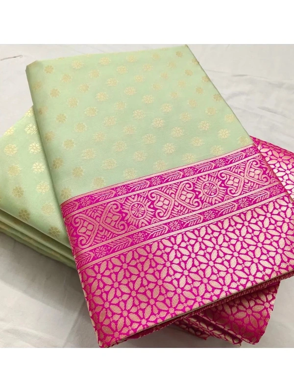 Pista green soft lichi silk jacquard weaving work ceremonial saree