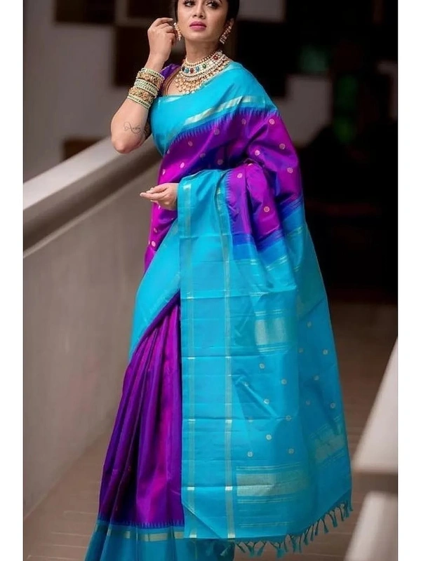 Purple soft lichi silk jacquard weaving work