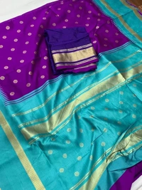 Purple soft lichi silk jacquard weaving work