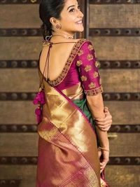 Green kanjiwaram jacquard weaving work ceremonial saree