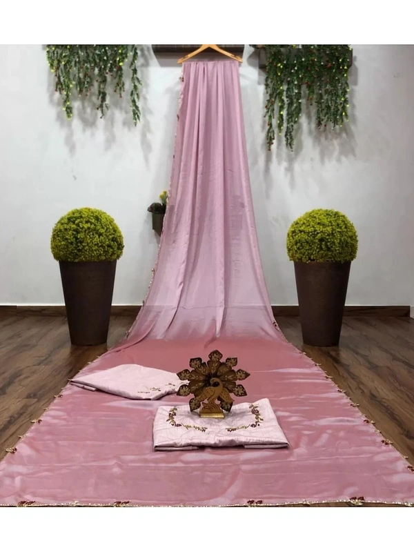 Dusty rose heavy rangoli silk hand work ceremonial saree