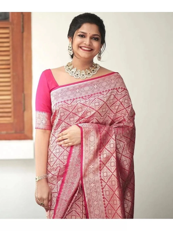 Pink soft lichi silk