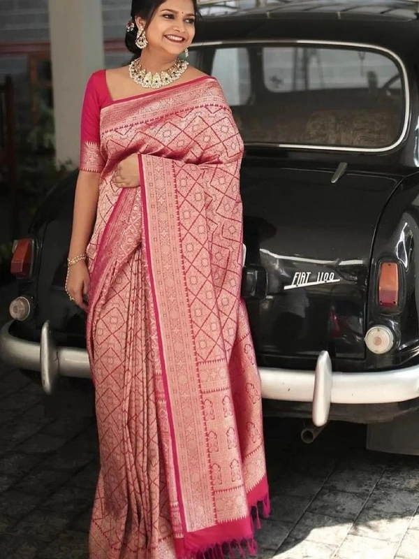 Pink soft lichi silk