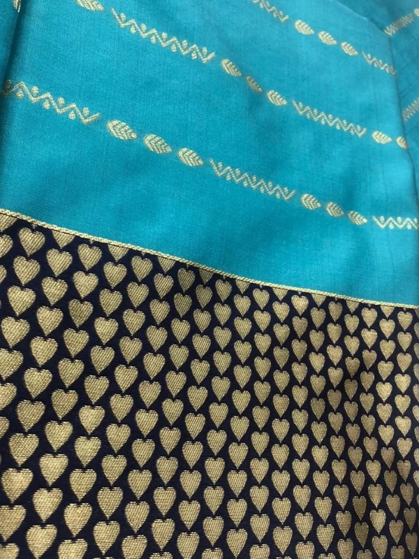 Sky blue soft lichi silk ceremonial saree