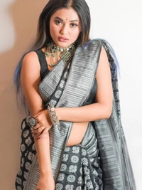 Black soft lichi silk jacquard weaving work wedding saree