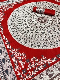 Red soft lichi silk jacquard weaving work party wear saree