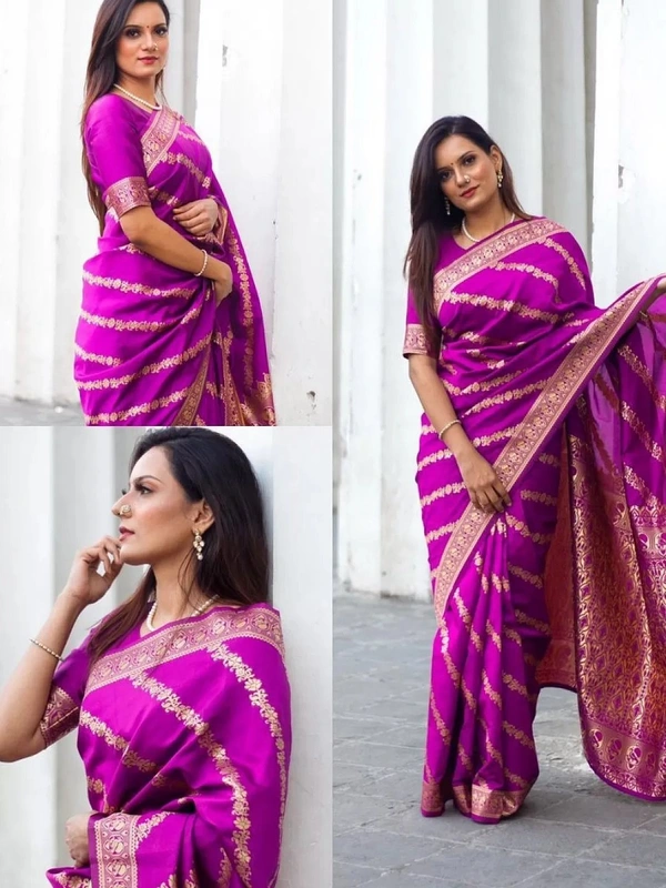 Purple lichi silk jacquard weaving work wedding saree
