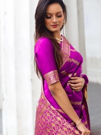 Purple lichi silk jacquard weaving work wedding saree