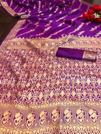 Purple lichi silk jacquard weaving work wedding saree