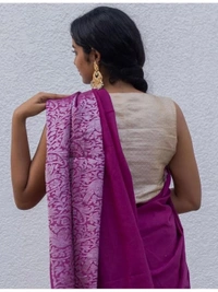 Wine soft lichi silk jacquard weaving border work saree