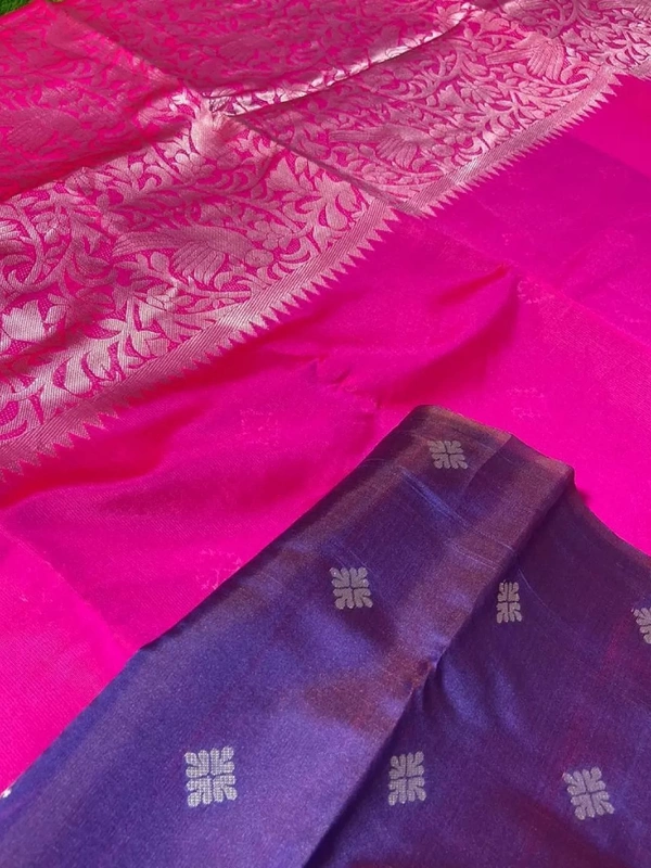 Wine soft lichi silk jacquard weaving border work saree
