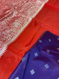 Red soft lichi silk jacquard weaving border work saree