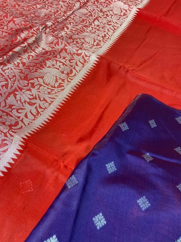 Red soft lichi silk jacquard weaving border work saree