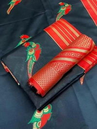 Black soft lichi silk jacquard zari weaving work designer saree